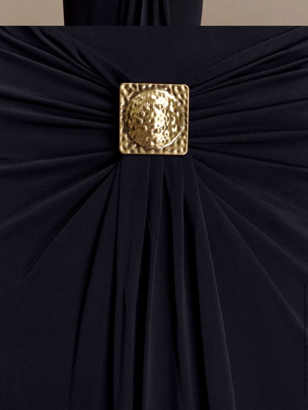 Meshki Black Halter Maxi Dress with Gold Accents - Picture 5 of 11